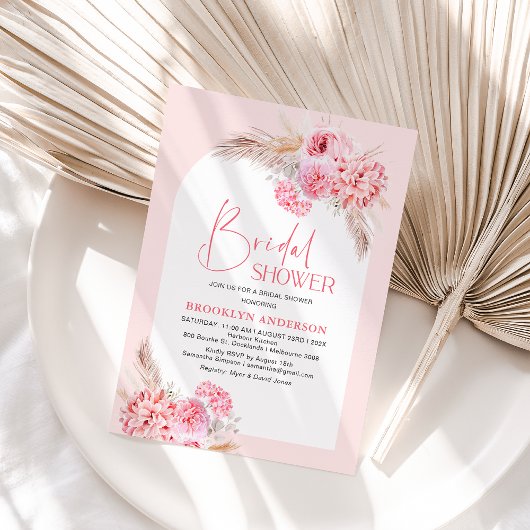 Boho Pink Arch Floral Vrijgezellenfeest Kaart