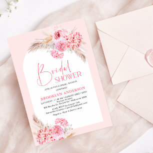 Boho Pink Arch Floral Vrijgezellenfeest Kaart