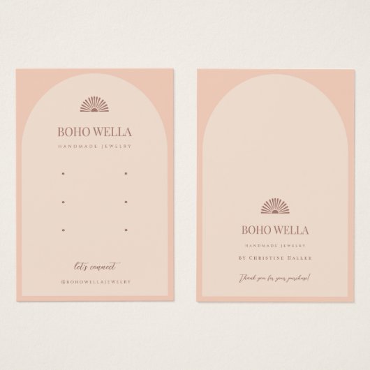 Boho Pink Arch Oorbel Display Kaart met Logo (Voorkant /achterkant)