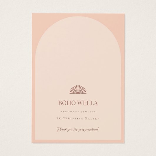 Boho Pink Arch Oorbel Display Kaart met Logo (Achterkant)
