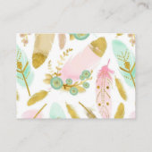 Boho Pink Auqa Gold Feathers Informatiekaartje (Achterkant)