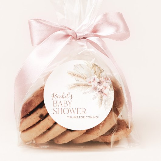 Boho Pink Baby shower Favor Stickers Baby Girl