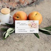 Boho Pink & Beige Floral Pampas 2SM No Meal RSVP