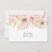 Boho Pink & Beige Floral Pampas Grass no Meal RSVP (Achterkant)