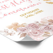 Boho Pink Bloemen Meisje EERSTE Heilige Communie T Poster (Hoek)