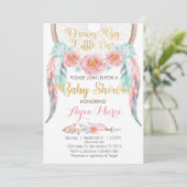 Boho Pink Blue Dreamweaver Baby shower Uitnodiging (Staand voorkant)