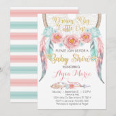 Boho Pink Blue Dreamweaver Baby shower Uitnodiging (Voorkant / Achterkant)