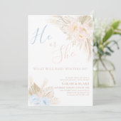 Boho Pink Blue Gender onthulling Kaart (Staand voorkant)