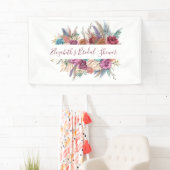 Boho Pink Blue Paars Floral Vrijgezellenfeest Bann Spandoek (Insitu)