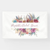 Boho Pink Blue Paars Floral Vrijgezellenfeest Bann Spandoek (Horizontaal)