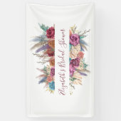 Boho Pink Blue Paars Floral Vrijgezellenfeest Bann Spandoek (Verticaal)