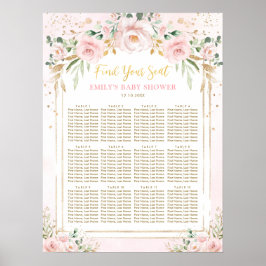 Boho Pink Blush Floral Girl Baby shower Seating Poster