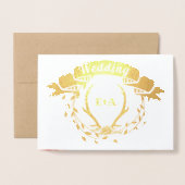 Boho Pink Blush Roos Gold Antler Weddenschap Real  Folie Kaarten (Voorkant met envelop)