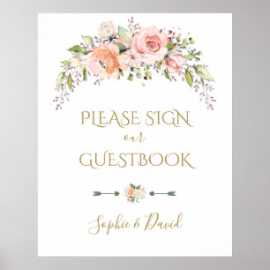 Boho Pink Blush Weddenschap Onderteken ons Guestbo Poster