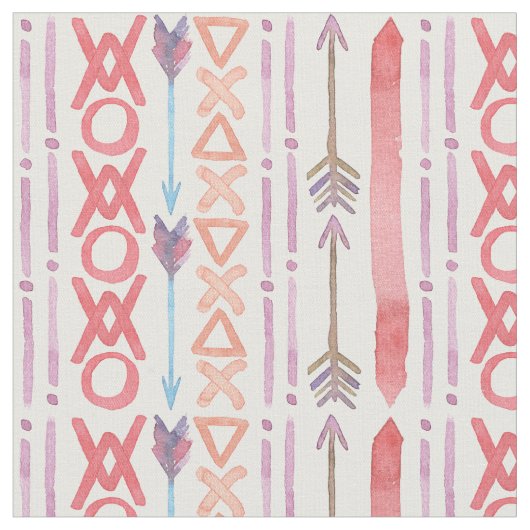 Boho Pink Bold Waterverf Stof (Close Up)