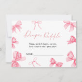 Boho Pink Bow Daiper Raffle voor baby shower Kaart (Voorkant)