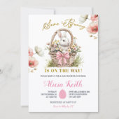 Boho Pink Bow Floral Easter Bunny Baby Shower Kaart (Voorkant)