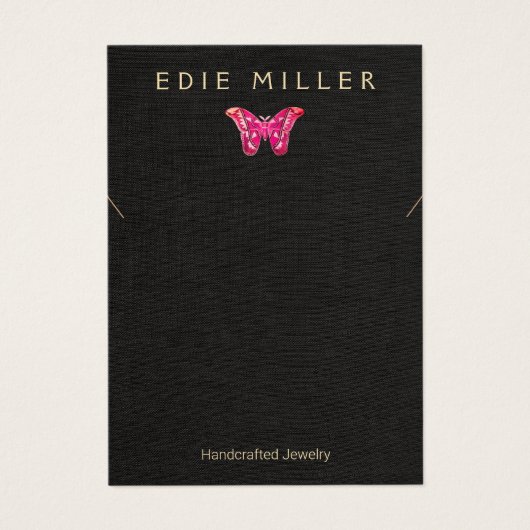 Boho Pink Butterfly Ketting Bracelet Display Card Visitekaartje (Voorkant)