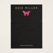 Boho Pink Butterfly Ketting Bracelet Display Card Visitekaartje (Voorkant)