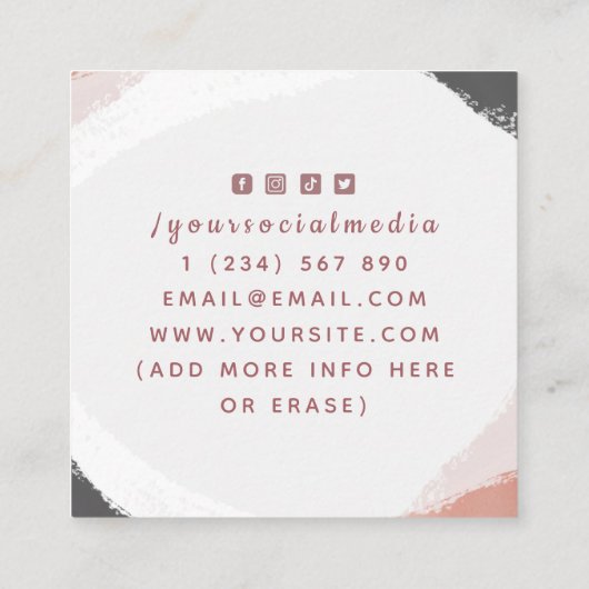 Boho Pink Butterfly Mystic Moon Handmade Jewelry Vierkante Visitekaartje (Achterkant)