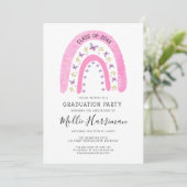 Boho Pink Butterfly Rainbow Girly Afstuderen Kaart (Staand voorkant)