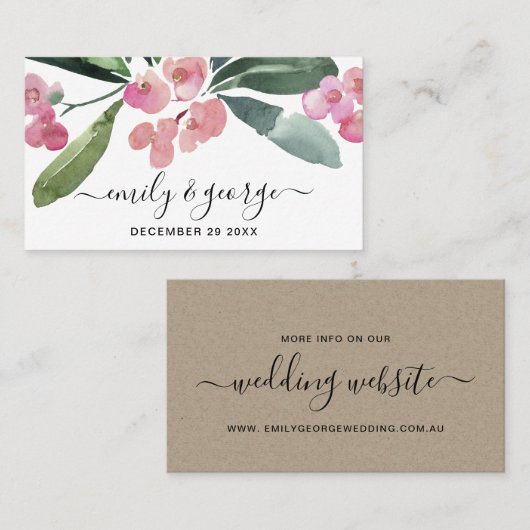 BOHO PINK CHRIST THORN CACTI BLOOM WEDDING WEBSITE VISITEKAARTJE (Voorkant / Achterkant)