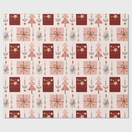 Boho Pink Christmas Cadeaupapier (Vlak)