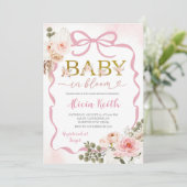 Boho Pink Coquette Pampas Grass Baby Shower Baby i Kaart (Staand voorkant)