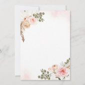 Boho Pink Coquette Pampas Grass Baby Shower Baby i Kaart (Achterkant)