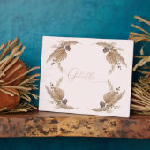 Boho Pink Custom Name Tafelblad Plaque met Ezel Fotoplaat (Zijkant)