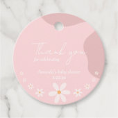 Boho Pink Daisy Baby shower Party Bedankjes Labels (Voorkant)