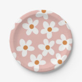 Boho Pink Daisy Birthday Papieren Bordje (Voorkant)