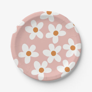 Boho Pink Daisy Birthday Papieren Bordje