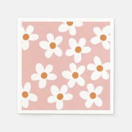 Boho Pink Daisy Birthday Servet