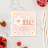 Boho Pink Daisy eerste verjaardag Servet (Insitu)