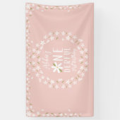 Boho Pink Daisy First Birthday Backdrop Spandoek (Verticaal)