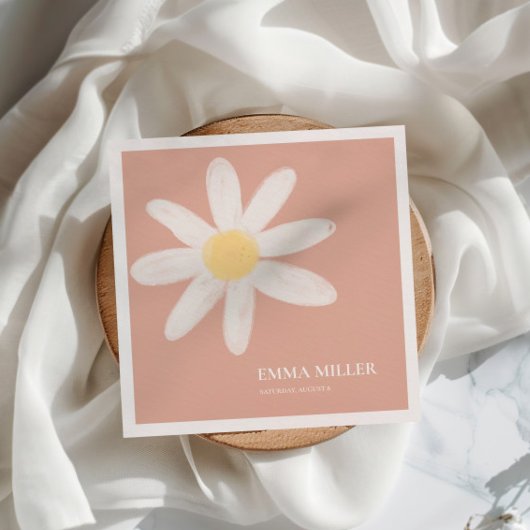 Boho Pink Daisy Floral Napkins Servet