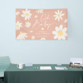 Boho Pink Daisy Flower Baby shower Banner (Beurs)