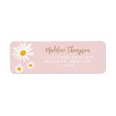 Boho Pink Daisy Flower Floral Script Typografie Etiket (Voorkant)