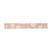 Boho Pink Daisy Flower Invitation Belly Band Uitnodigingen Wikkel (Vlak)