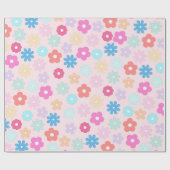 Boho Pink Daisy Flowers Patroon Cadeaupapier (Vlak)