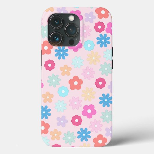 Boho Pink Daisy Flowers Patroon Case-Mate iPhone Case (Achterkant)