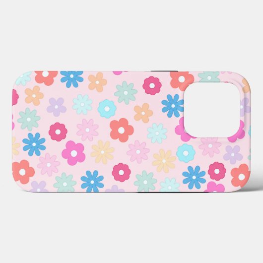 Boho Pink Daisy Flowers Patroon Case-Mate iPhone Case (Achterkant (horizontaal))