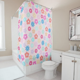 Boho Pink Daisy Flowers Patroon Douchegordijn