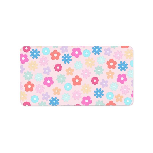 Boho Pink Daisy Flowers Patroon Etiket (Voorkant)
