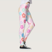 Boho Pink Daisy Flowers Patroon Leggings (Rechts)