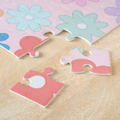 Boho Pink Daisy Flowers Patroon Legpuzzel (Zijkant)