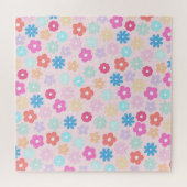 Boho Pink Daisy Flowers Patroon Legpuzzel (Horizontaal)