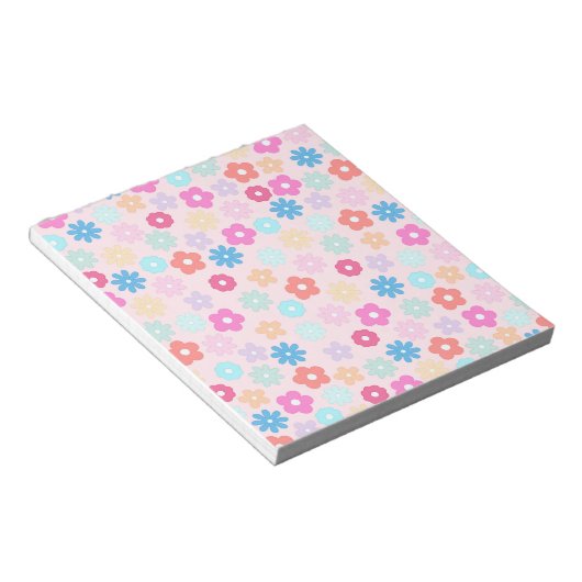 Boho Pink Daisy Flowers Patroon Notitieblok (Schuin)