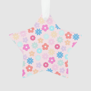 Boho Pink Daisy Flowers Patroon Ornament